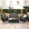 Costway 5PCS Patio Rattan Furniture Set Loveseat Sofa Ottoman W/Red\White Cushion